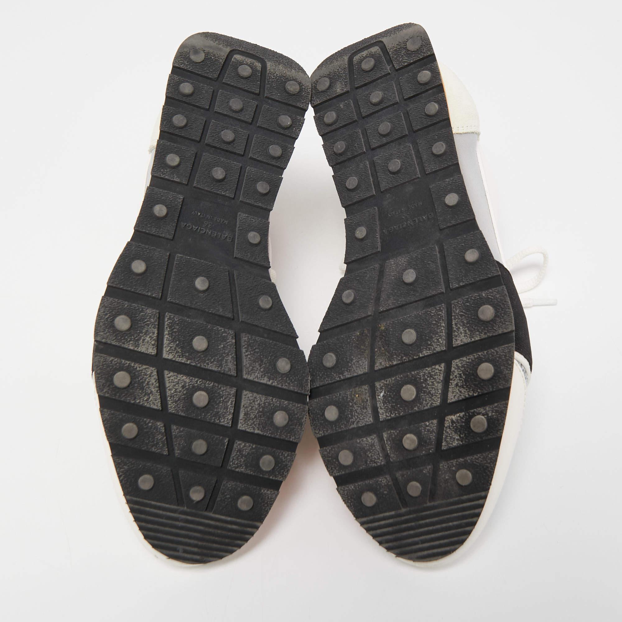 Balenciaga Tricolor Leather and Mesh Race Runner Sneakers Size 36 In Good Condition For Sale In Dubai, Al Qouz 2
