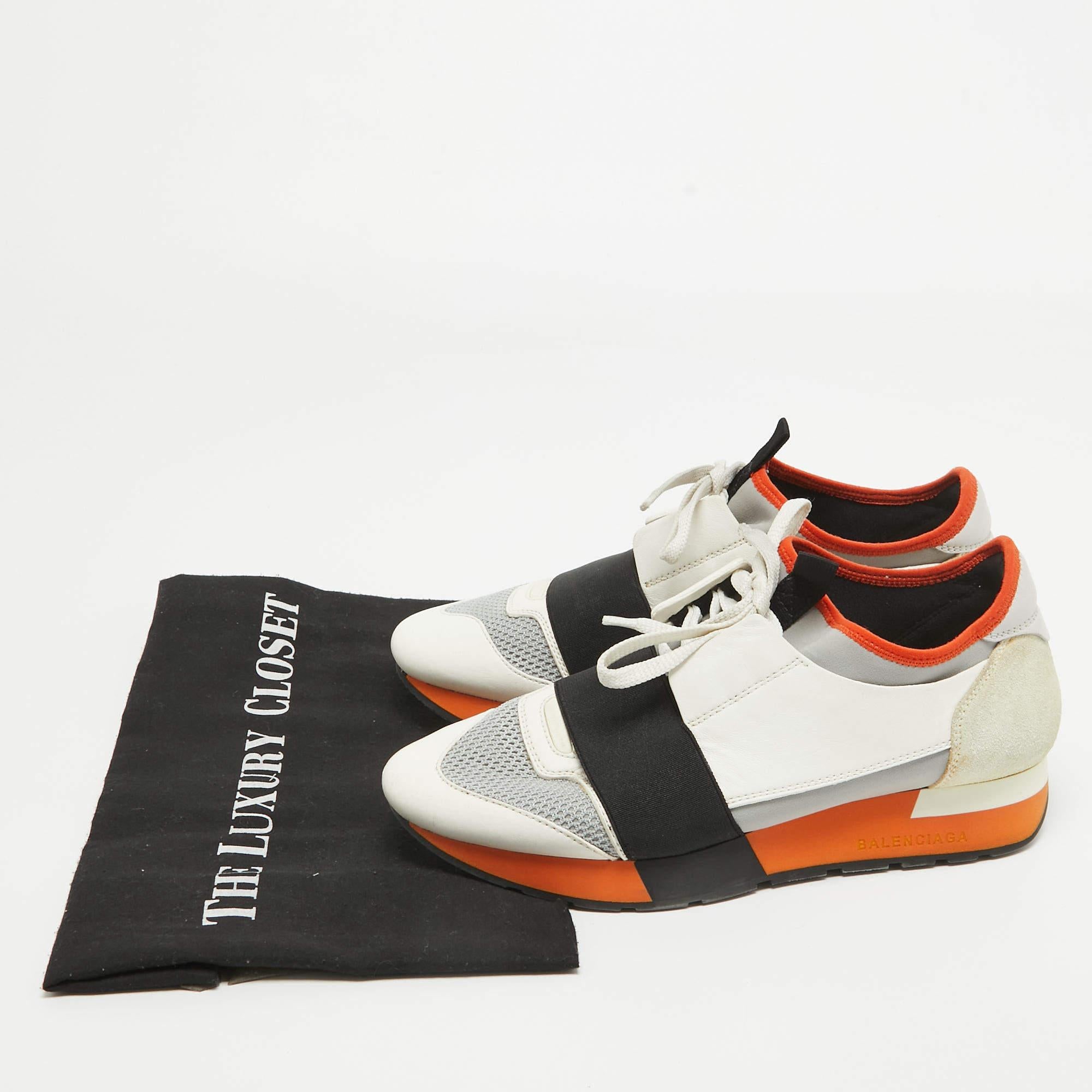 Balenciaga Tricolor Leather and Mesh Race Runner Sneakers Size 37 For Sale 5