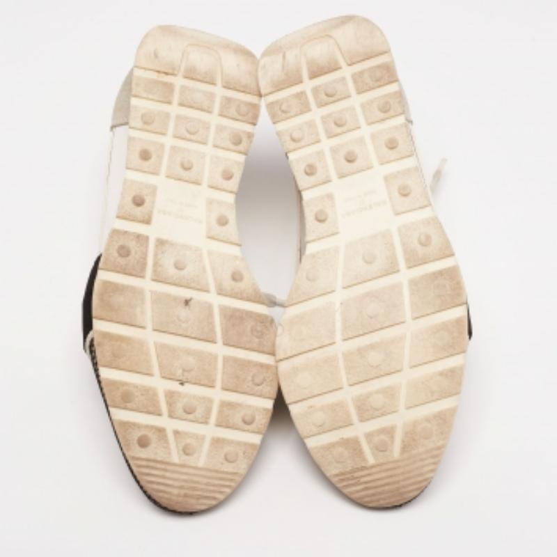 Beige Balenciaga Tricolor Leather And Mesh Race Runner Sneakers Size 37 For Sale