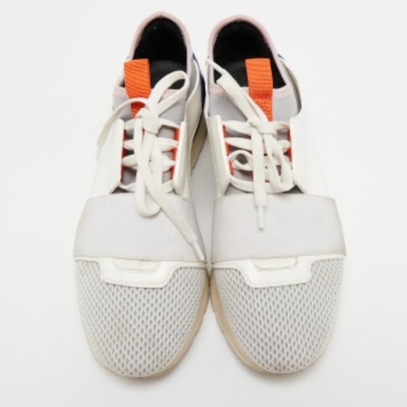 Balenciaga Piel Tricolor Y Malla Zapatillas Race Runner Talla 37 Gris en venta