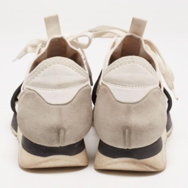Balenciaga Tricolor Leather And Mesh Race Runner Sneakers Size 37 In Fair Condition For Sale In Dubai, Al Qouz 2