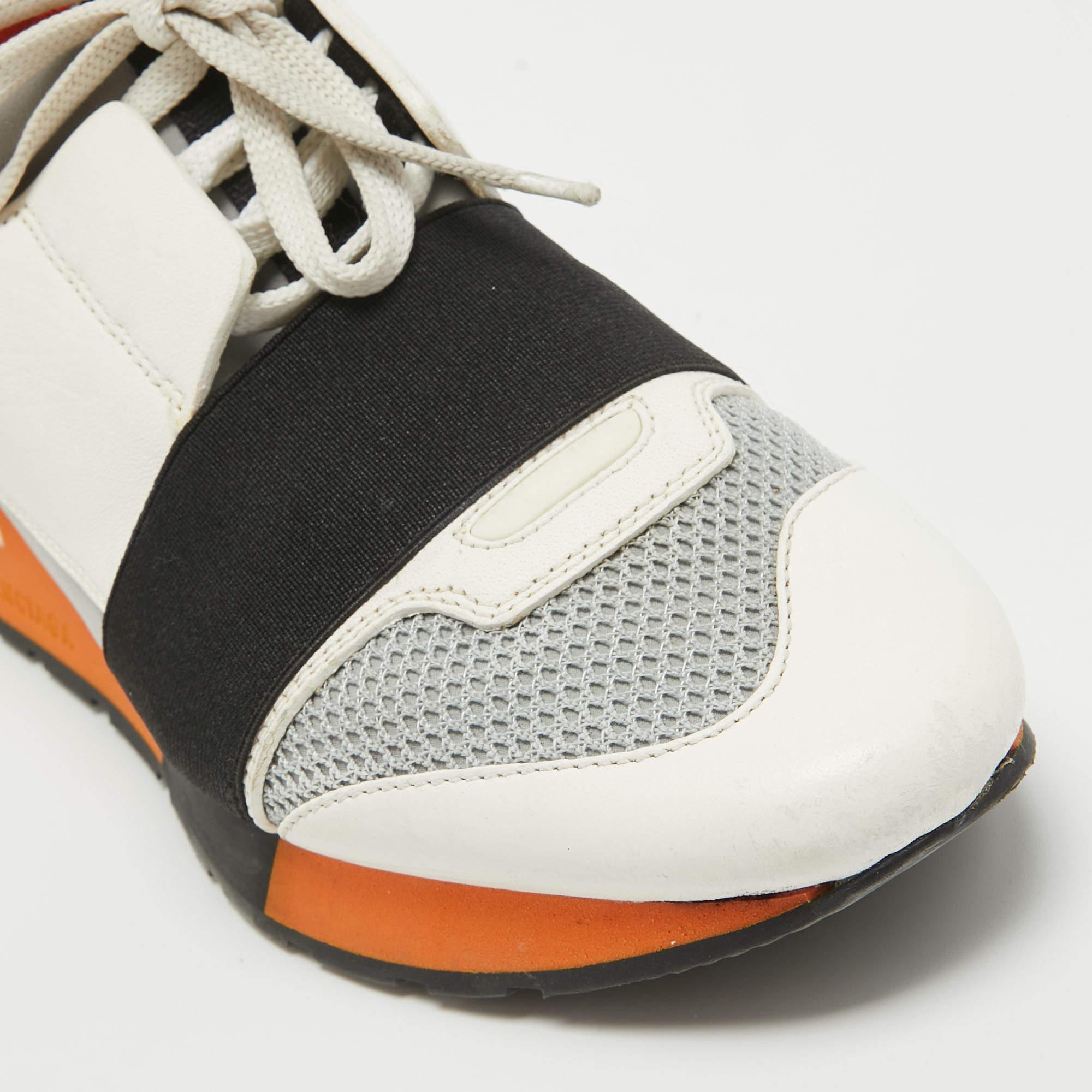 Balenciaga Tricolor Leather and Mesh Race Runner Sneakers Size 37 For Sale 3