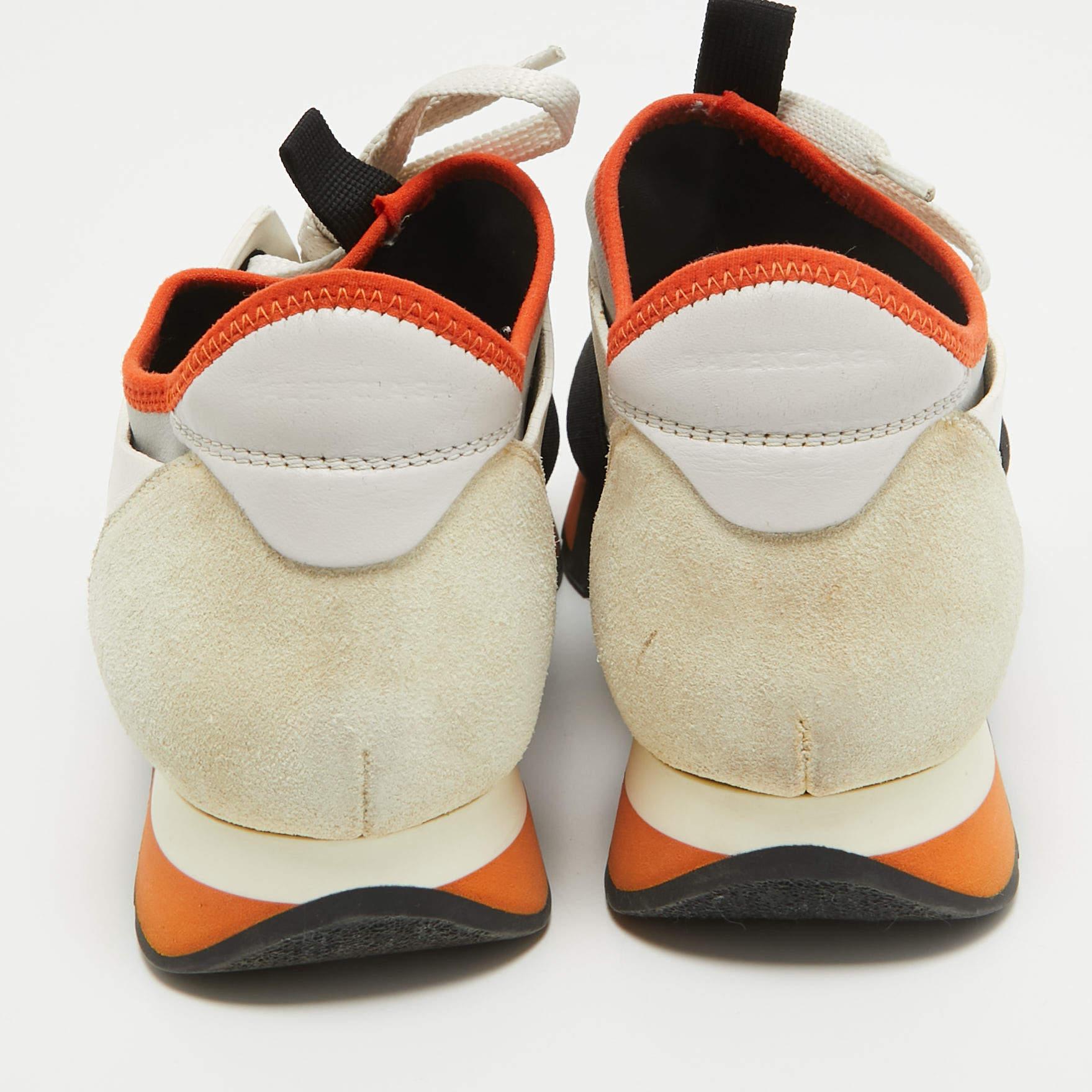 Balenciaga Tricolor Leather and Mesh Race Runner Sneakers Size 37 For Sale 4