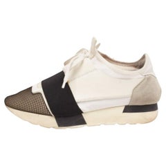 Balenciaga Tricolor Leather And Mesh Race Runner Sneakers Size 37