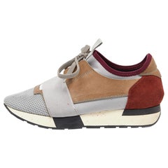 Balenciaga Tricolor Leather and Mesh Race Runner Sneakers Size 38