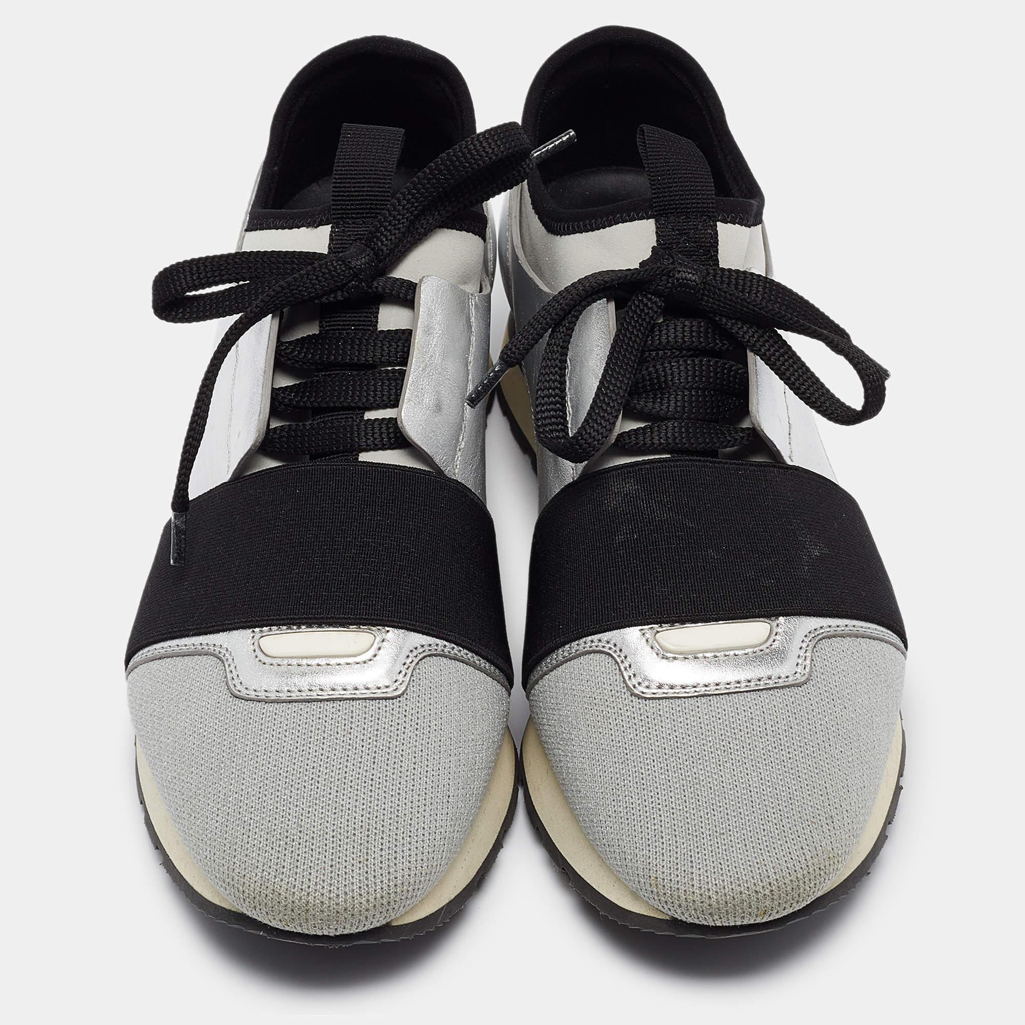 Gris Baskets de course Balenciaga Tricolore et Neoprene Taille 38 en vente