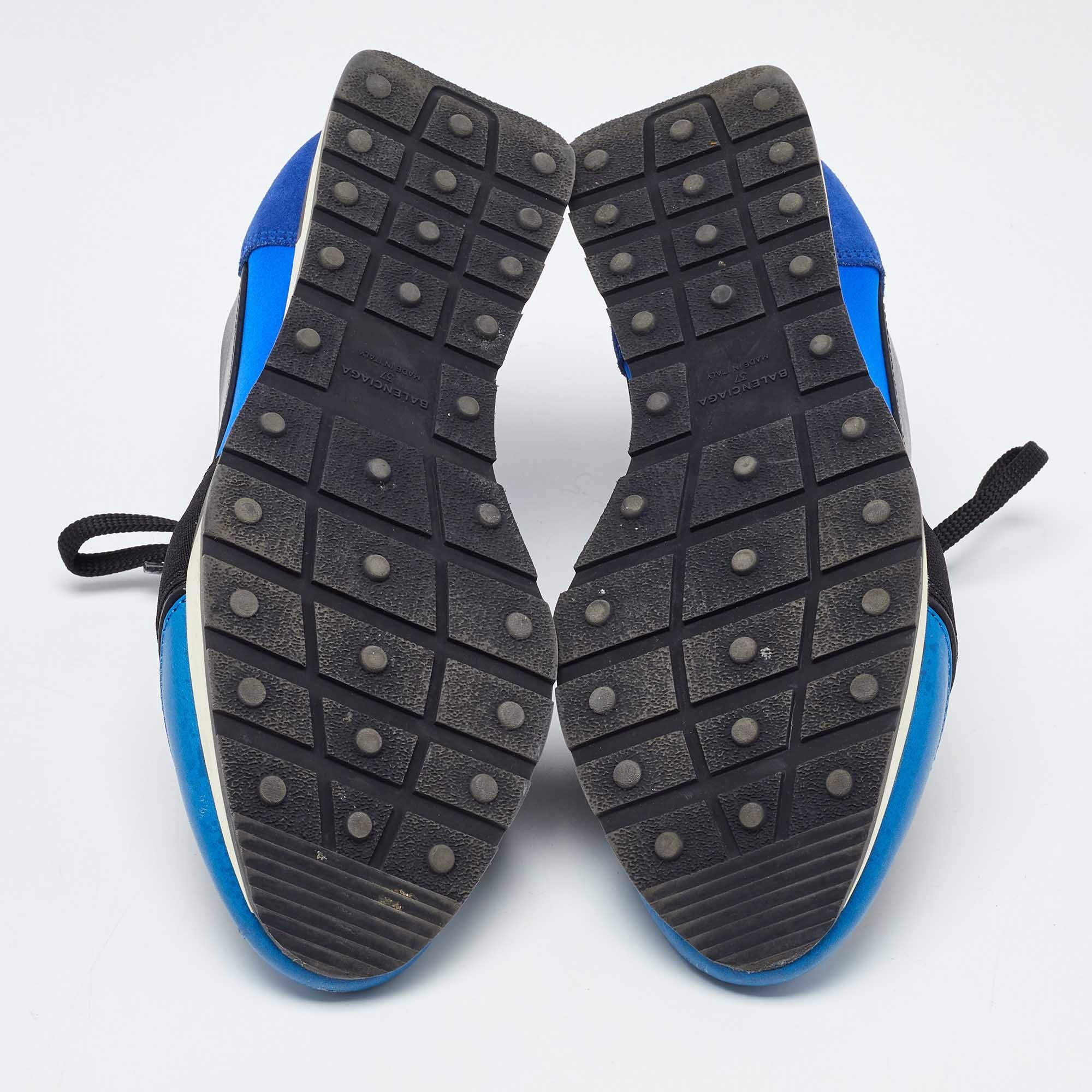 Balenciaga Tricolor Leather Suede and Mesh Race Runner Sneakers Size 37 For Sale 1
