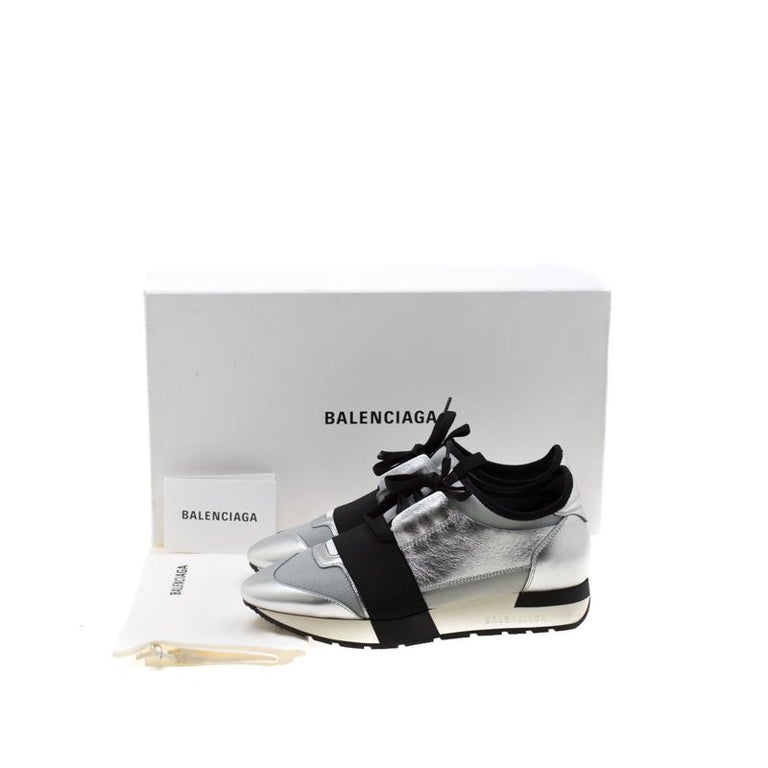 Balenciaga Tricolor Mesh And Leather Race Runner Sneakers Size 36 For Sale  at 1stDibs
