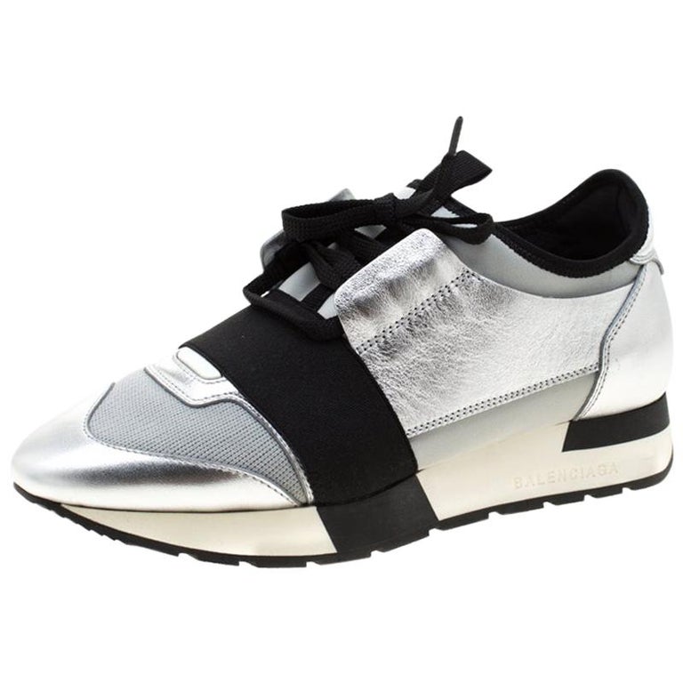 Balenciaga Tricolor Mesh And Leather Race Runner Sneakers Size 36 For Sale  at 1stDibs