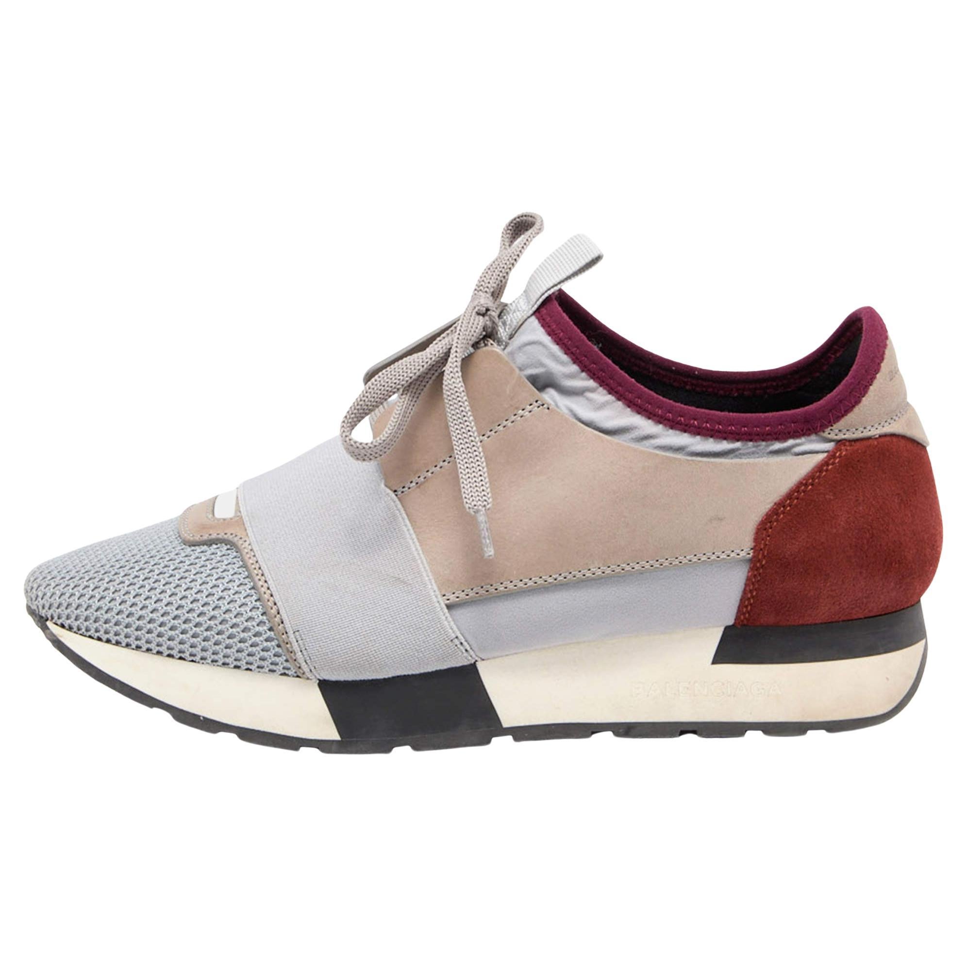 Balenciaga Tricolor Mesh and Leather Race Runner Sneakers Size 37 For Sale  at 1stDibs