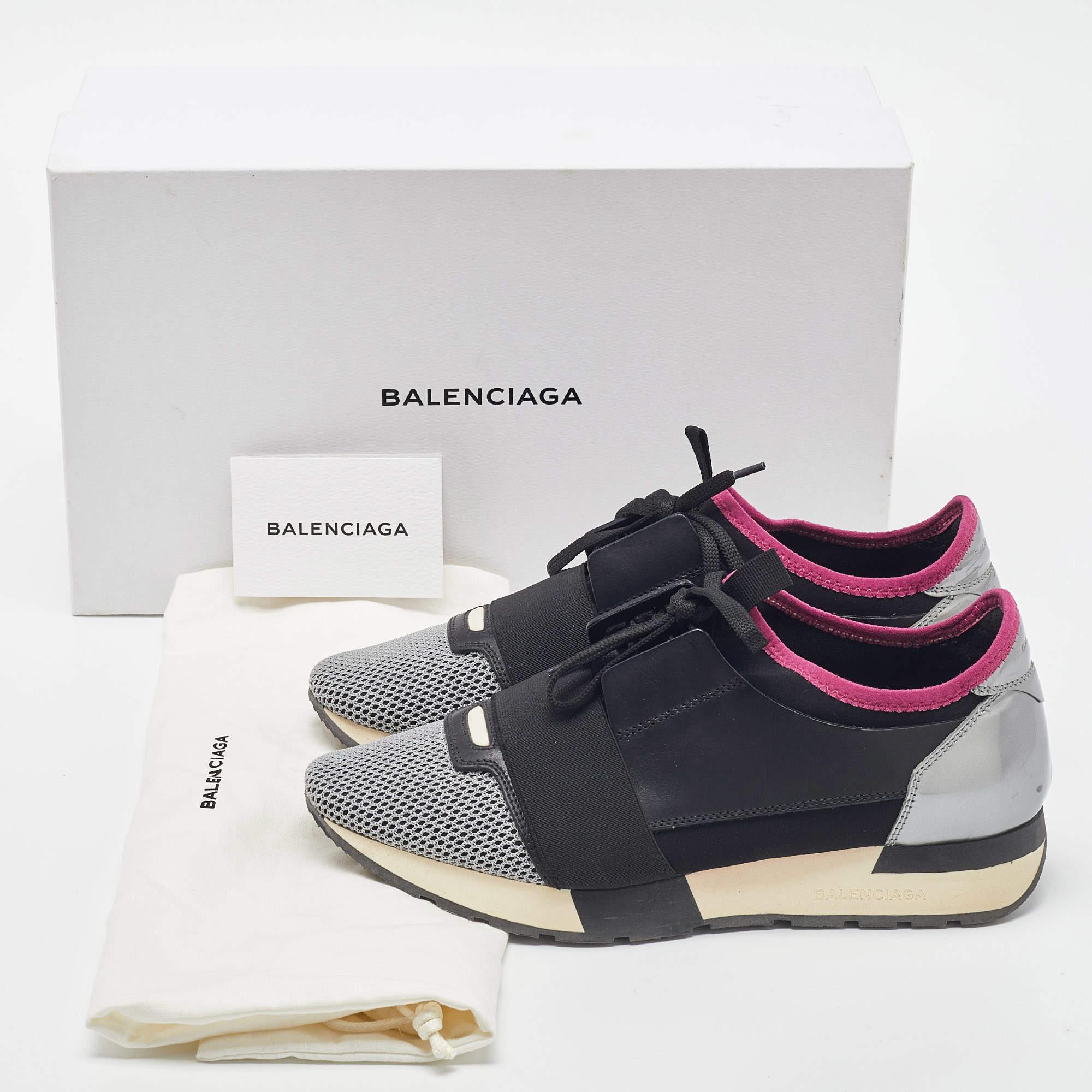Balenciaga Tricolor Mesh and Leather Race Runner Sneakers Size 40 3