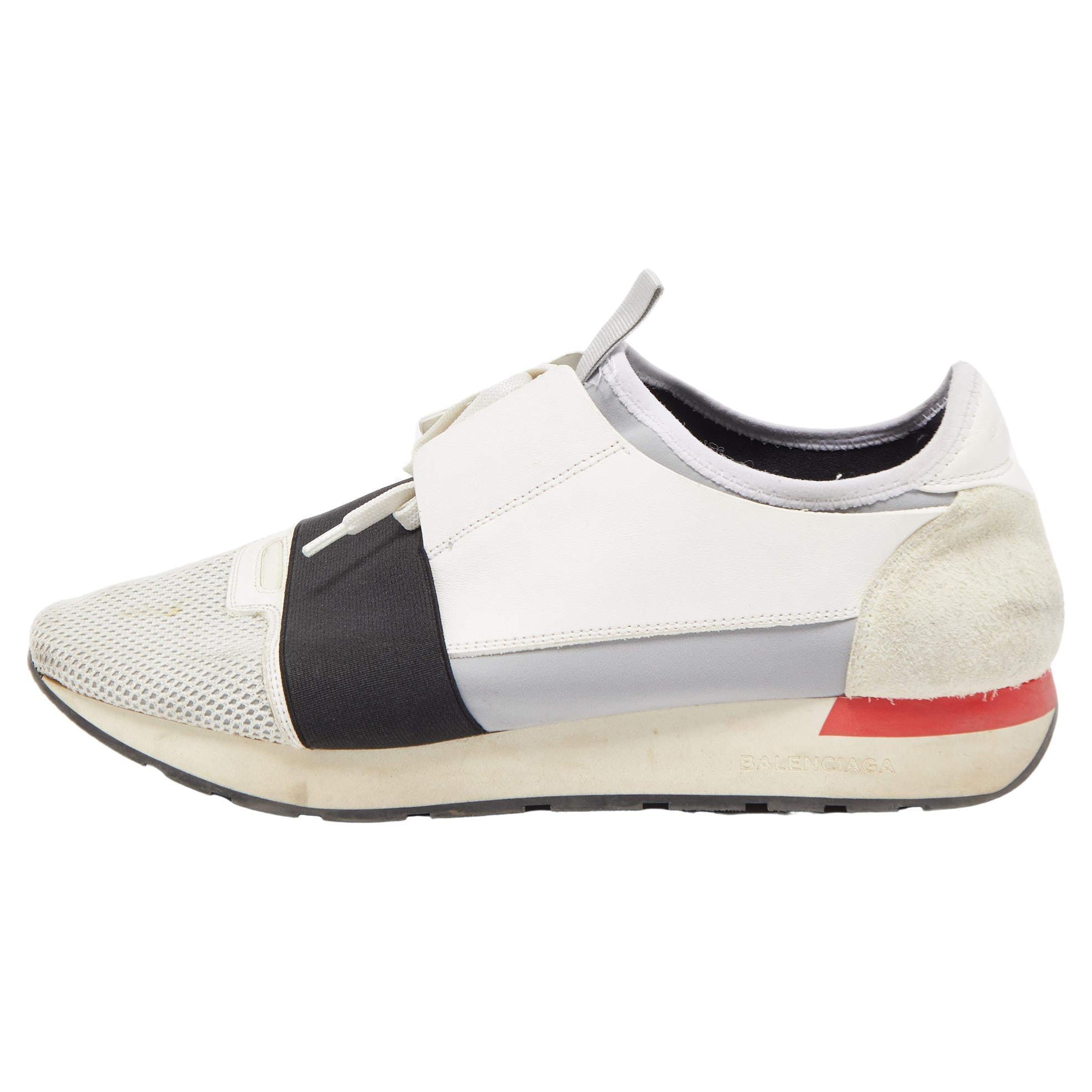 Balenciaga Tricolor Mesh and Leather Race Runner Sneakers Size 43 For Sale