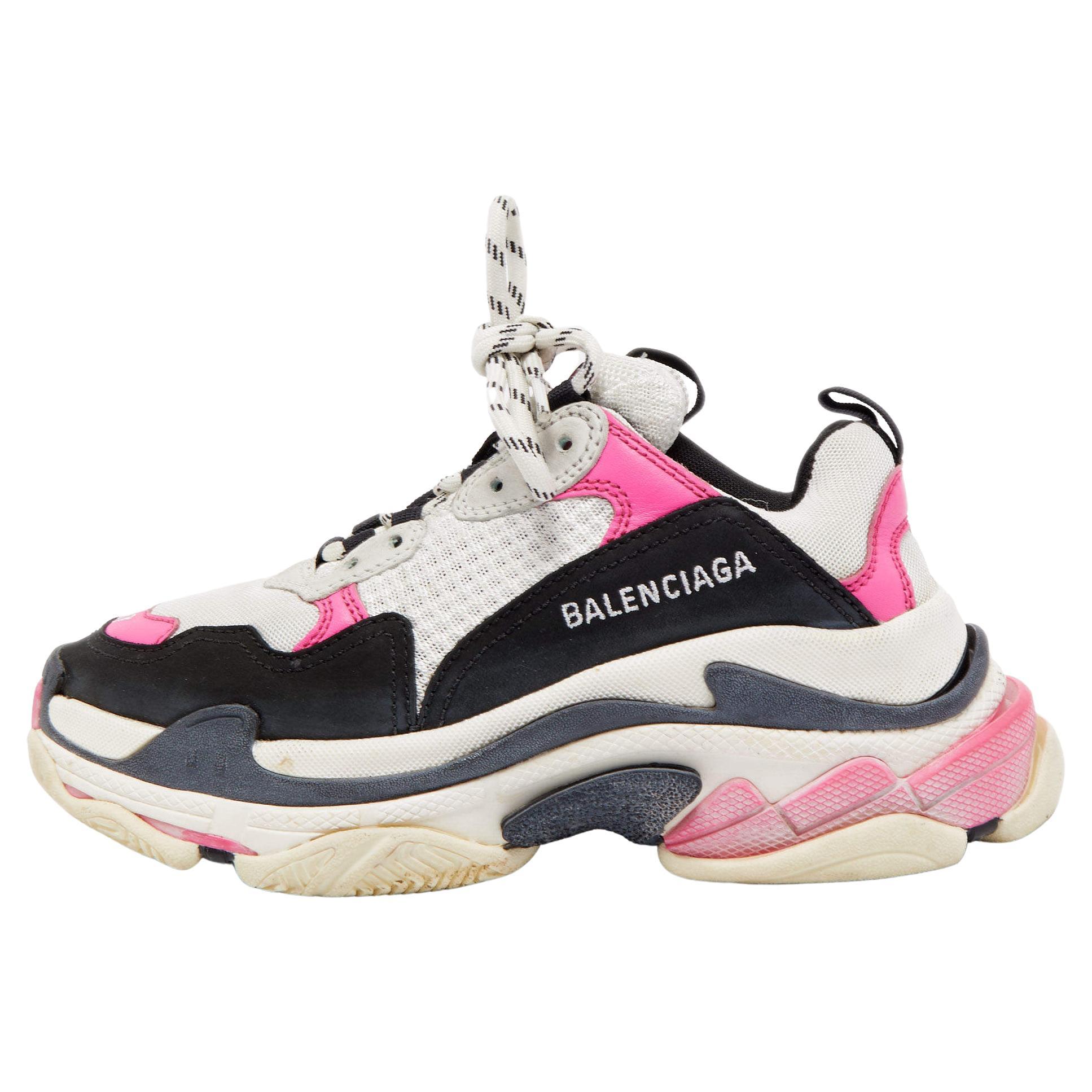 Balenciaga Tricolor Mesh and Leather Triple S Sneakers Size 37 For Sale at  1stDibs