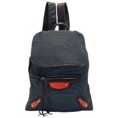 Balenciaga Tricolor Nylon and Leather Daypack Drawstring Backpack