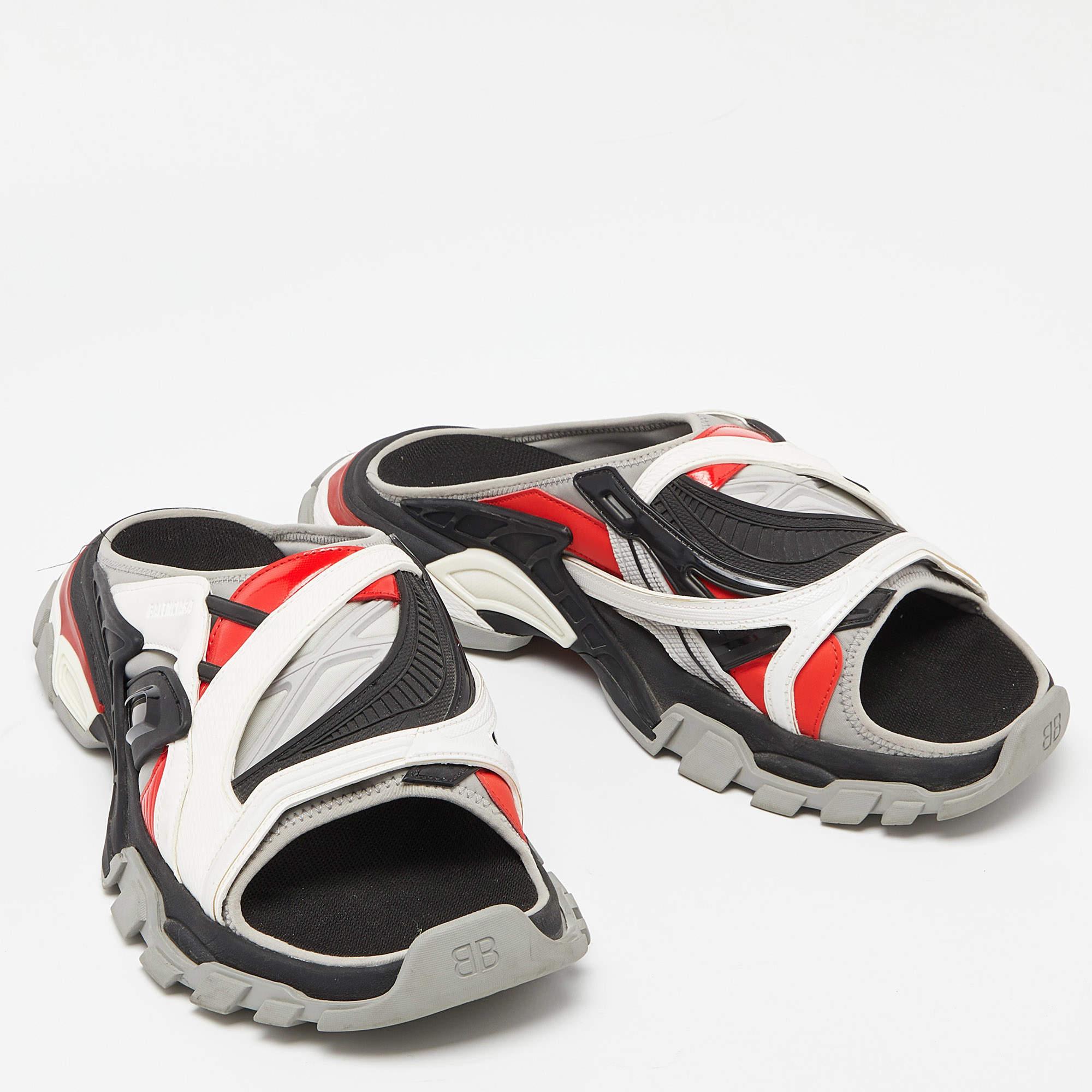 Balenciaga Tricolor Rubber and Leather Track Slides Size 45 1