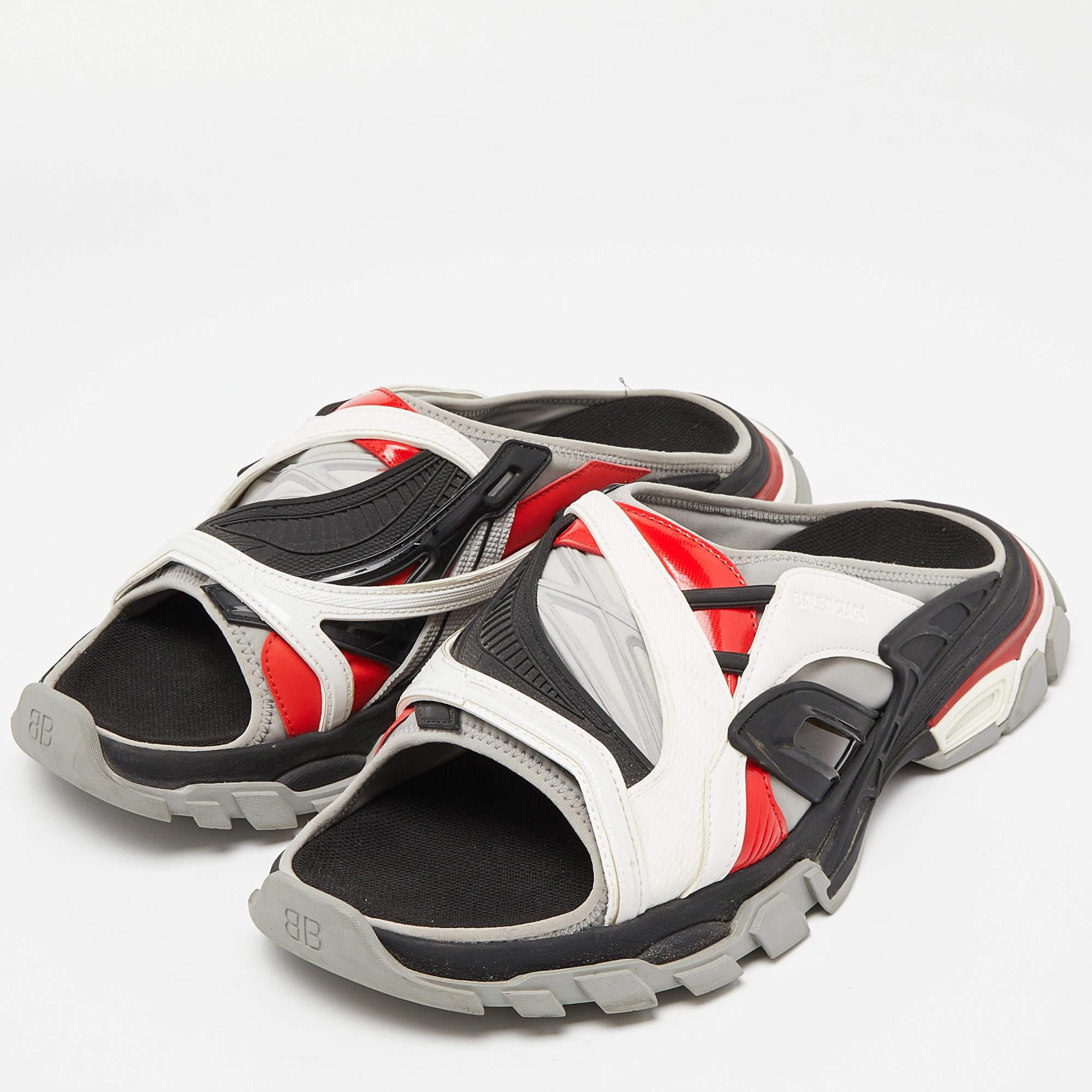 Balenciaga Tricolor Rubber and Leather Track Slides Size 45 3