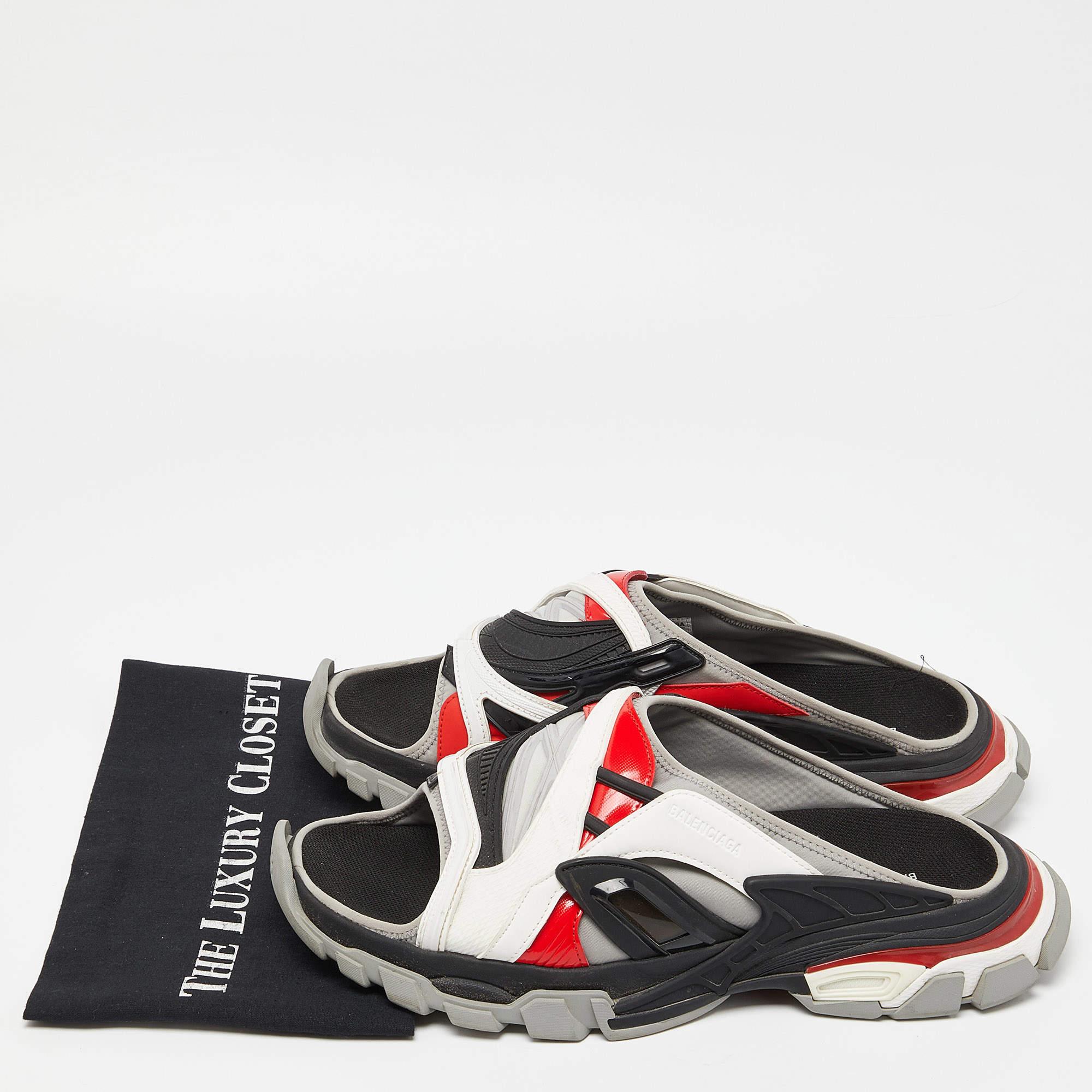 Balenciaga Tricolor Rubber and Leather Track Slides Size 45 4