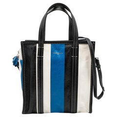 Balenciaga Tricolor Striped Leather Small Bazar Shopper Tote