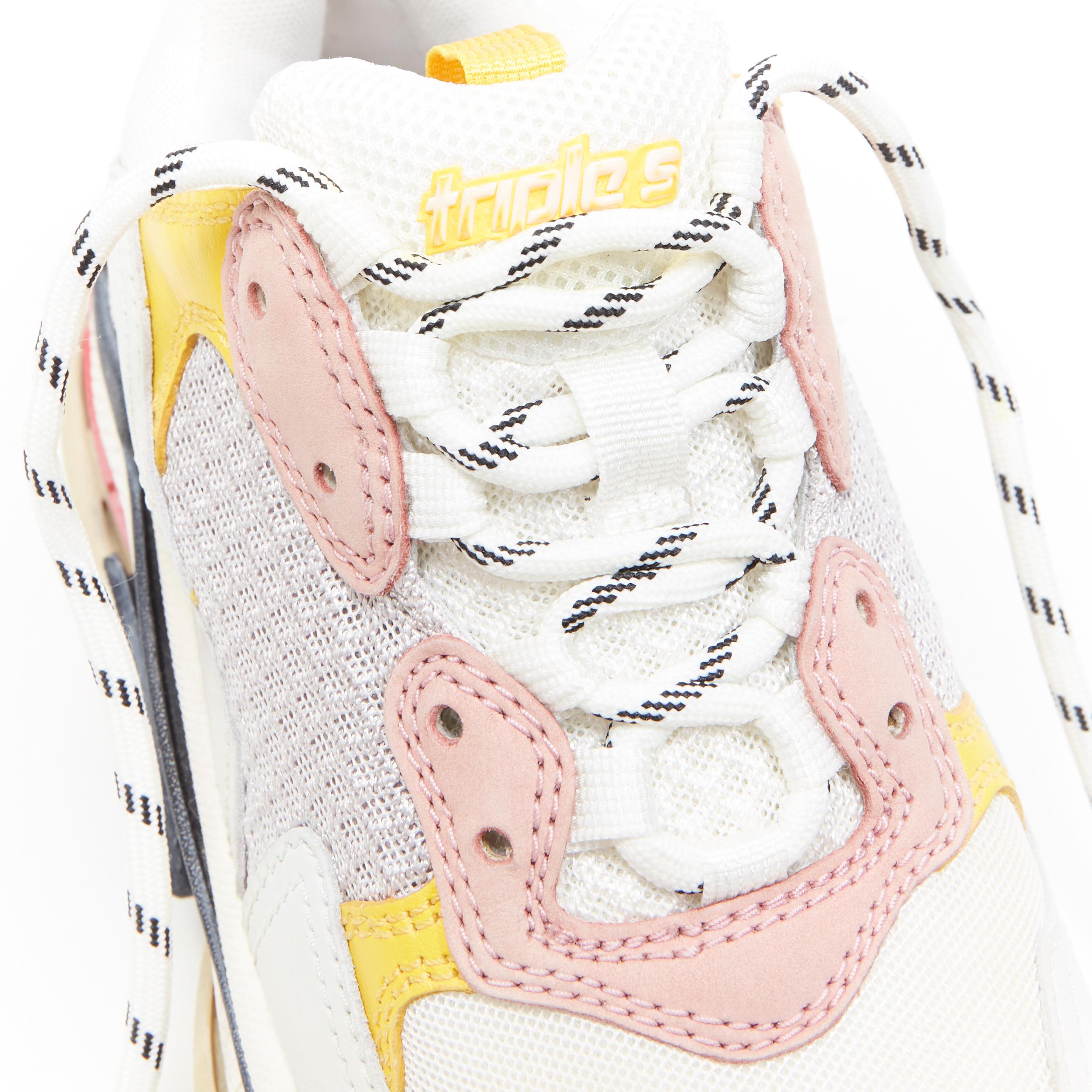 BALENCIAGA Triple S beige cream pink yellow accent chunky sole dad sneaker EU36 2