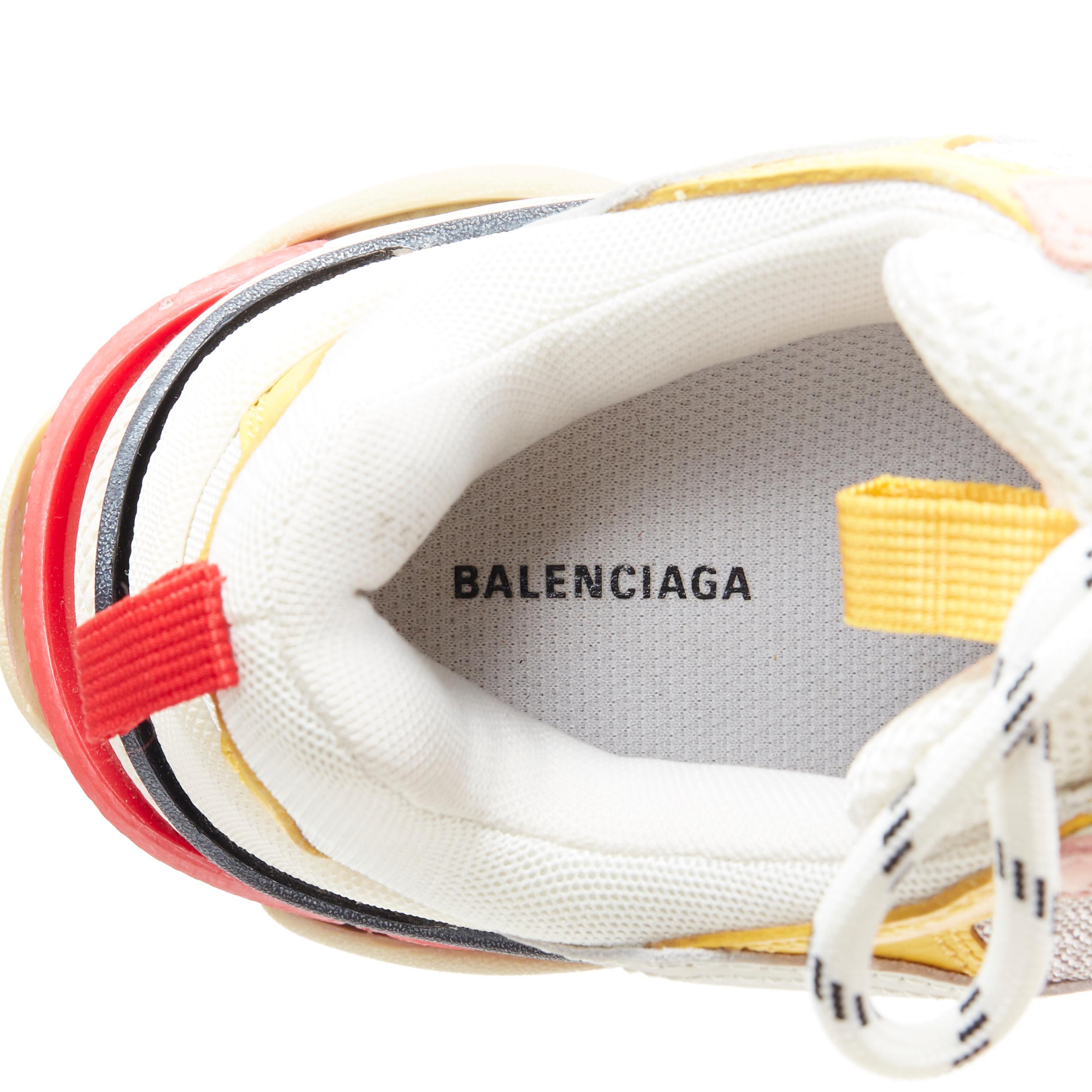 BALENCIAGA Triple S beige cream pink yellow accent chunky sole dad sneaker EU36 3