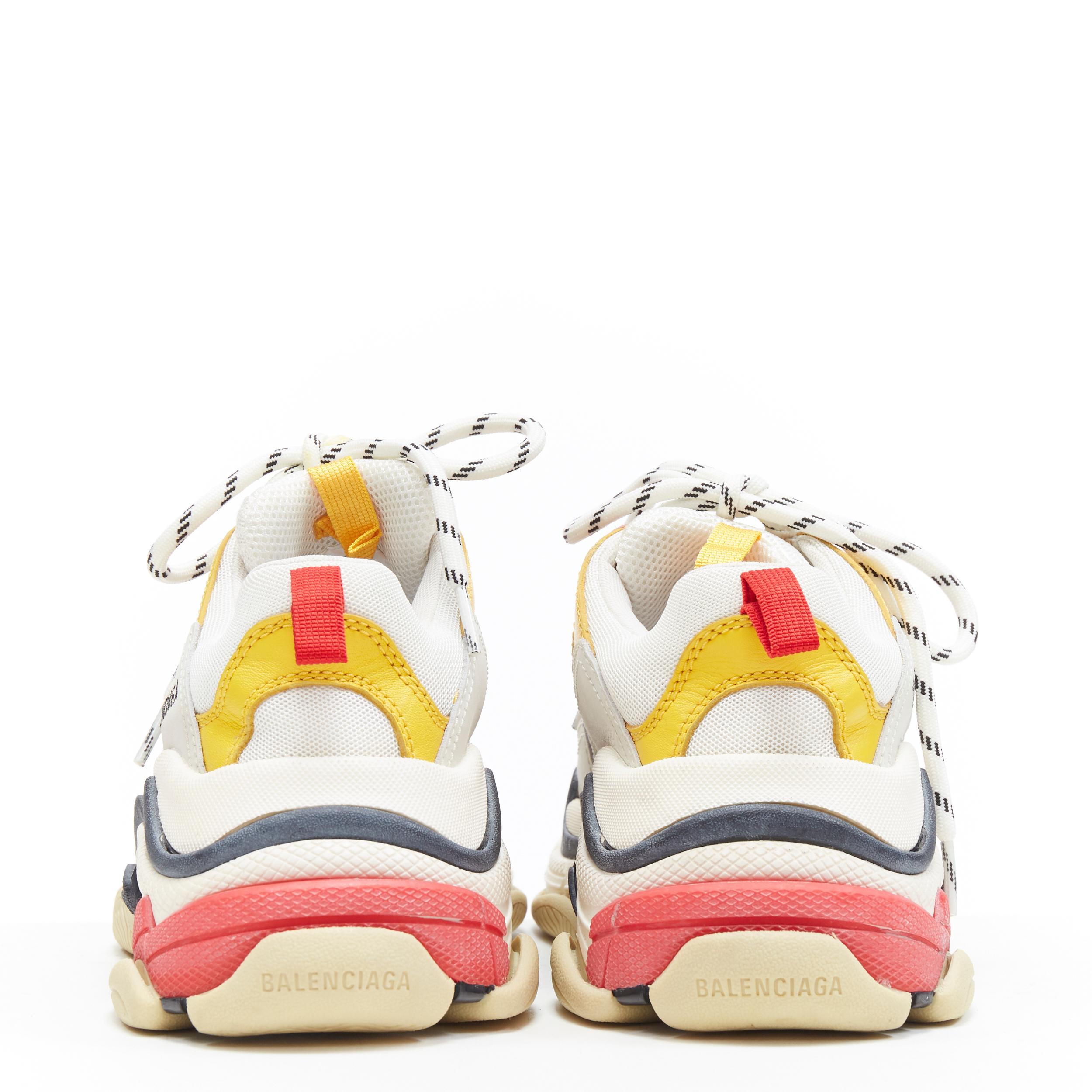 Beige BALENCIAGA Triple S beige cream pink yellow accent chunky sole dad sneaker EU36