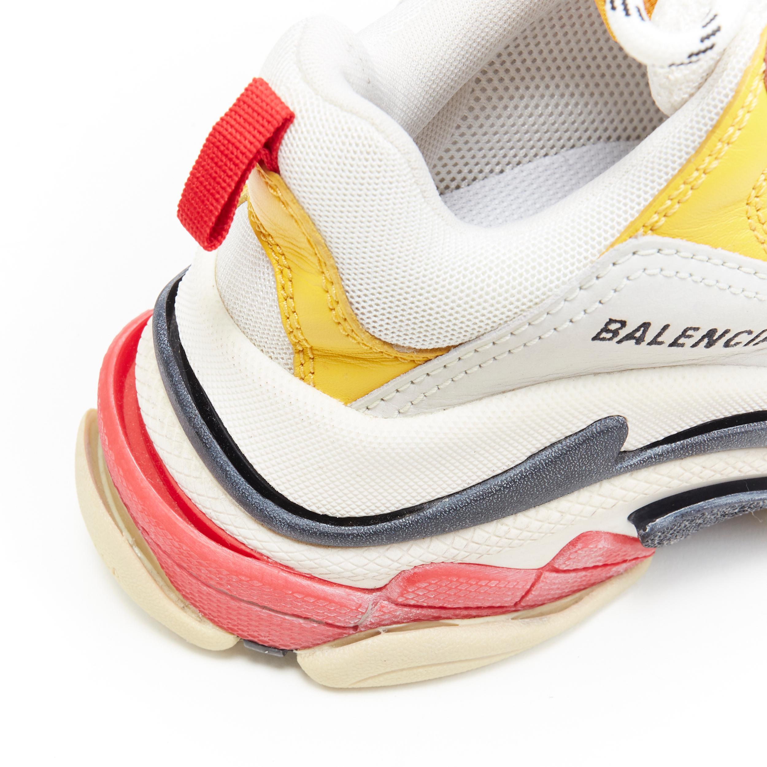 BALENCIAGA Triple S beige cream pink yellow accent chunky sole dad sneaker EU36 1