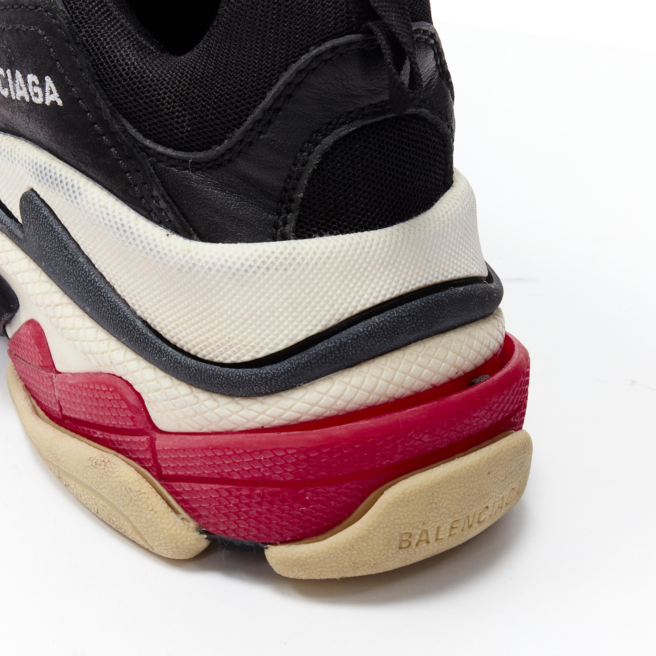 BALENCIAGA Triple S black mesh white red triple sole chunky sneaker EU37 For Sale 2