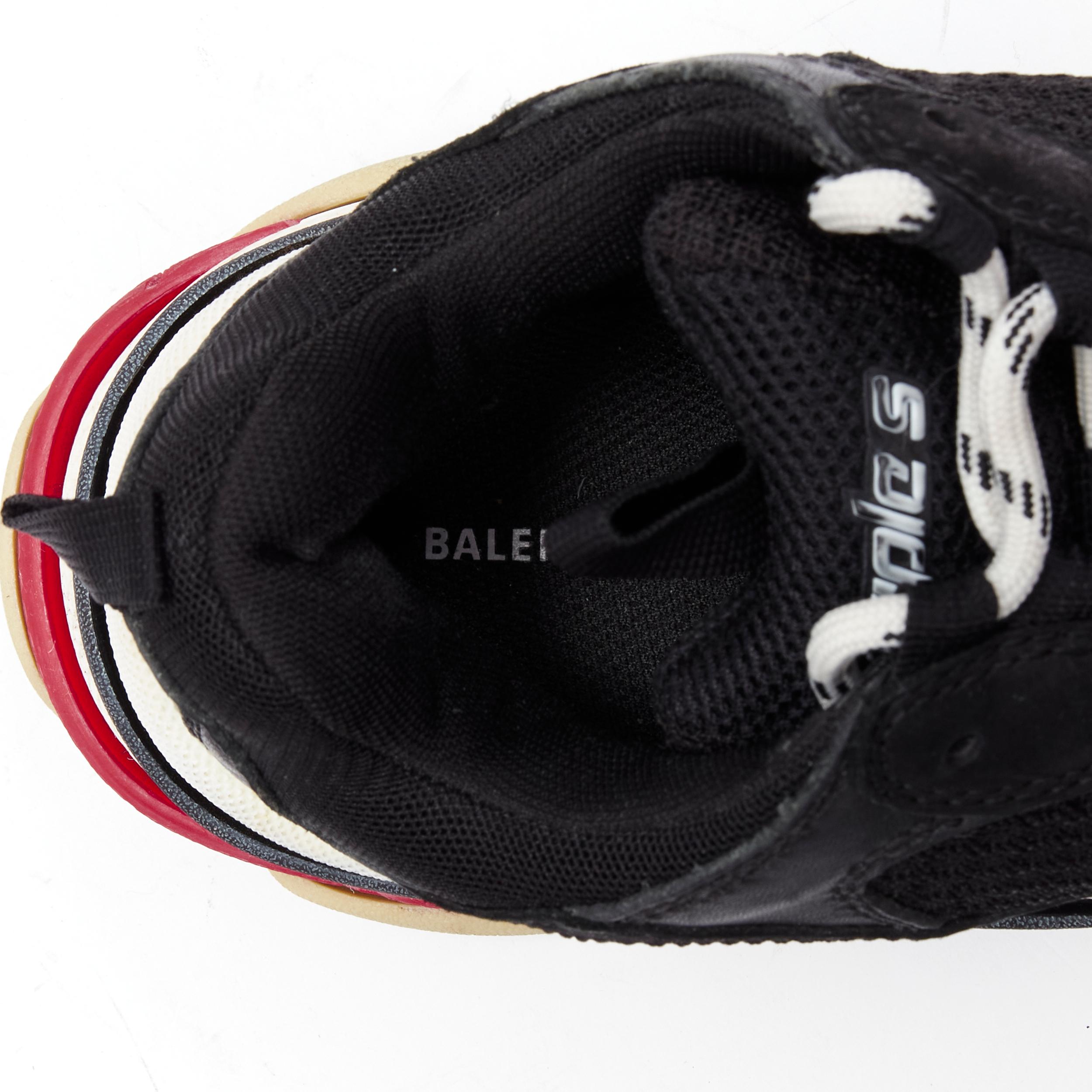 BALENCIAGA Triple S black mesh white red triple sole chunky sneaker EU37 For Sale 3