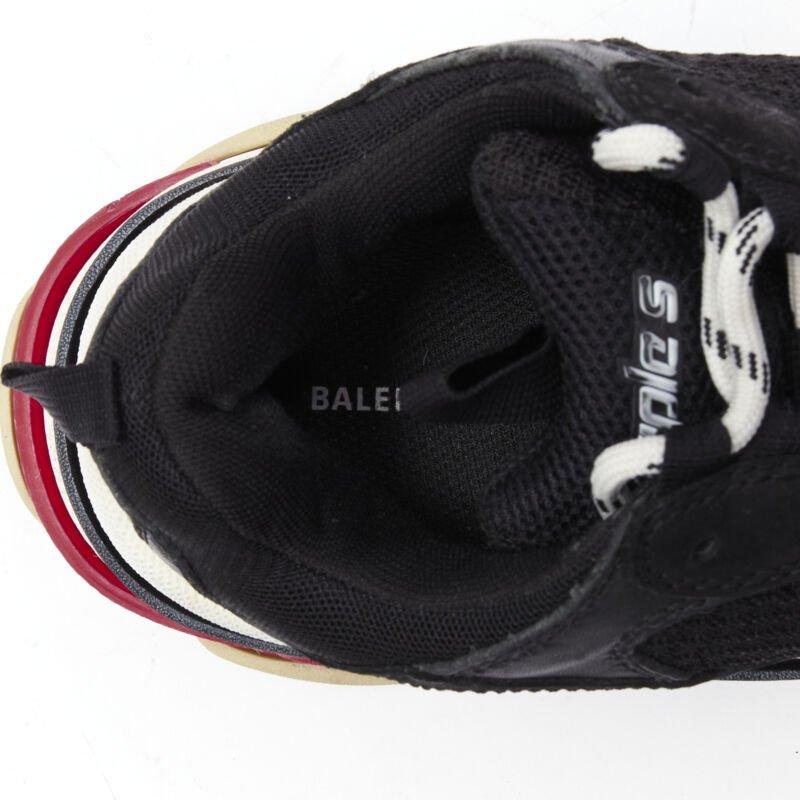 BALENCIAGA Triple S black mesh white red triple sole chunky sneaker EU37 For Sale 6