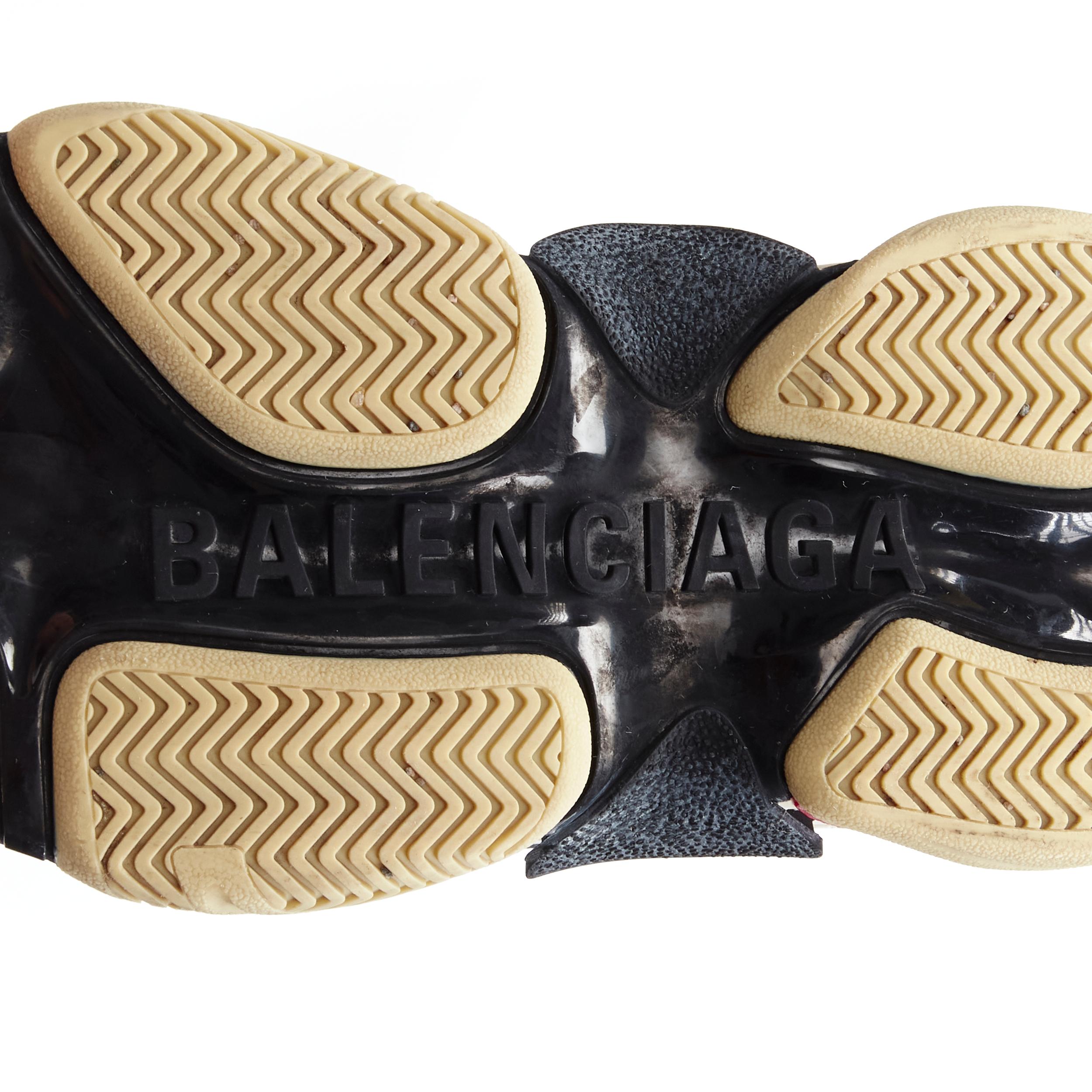 BALENCIAGA Triple S black mesh white red triple sole chunky sneaker EU37 For Sale 4