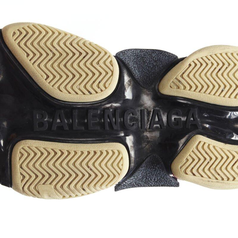 BALENCIAGA Triple S black mesh white red triple sole chunky sneaker EU37 For Sale 7