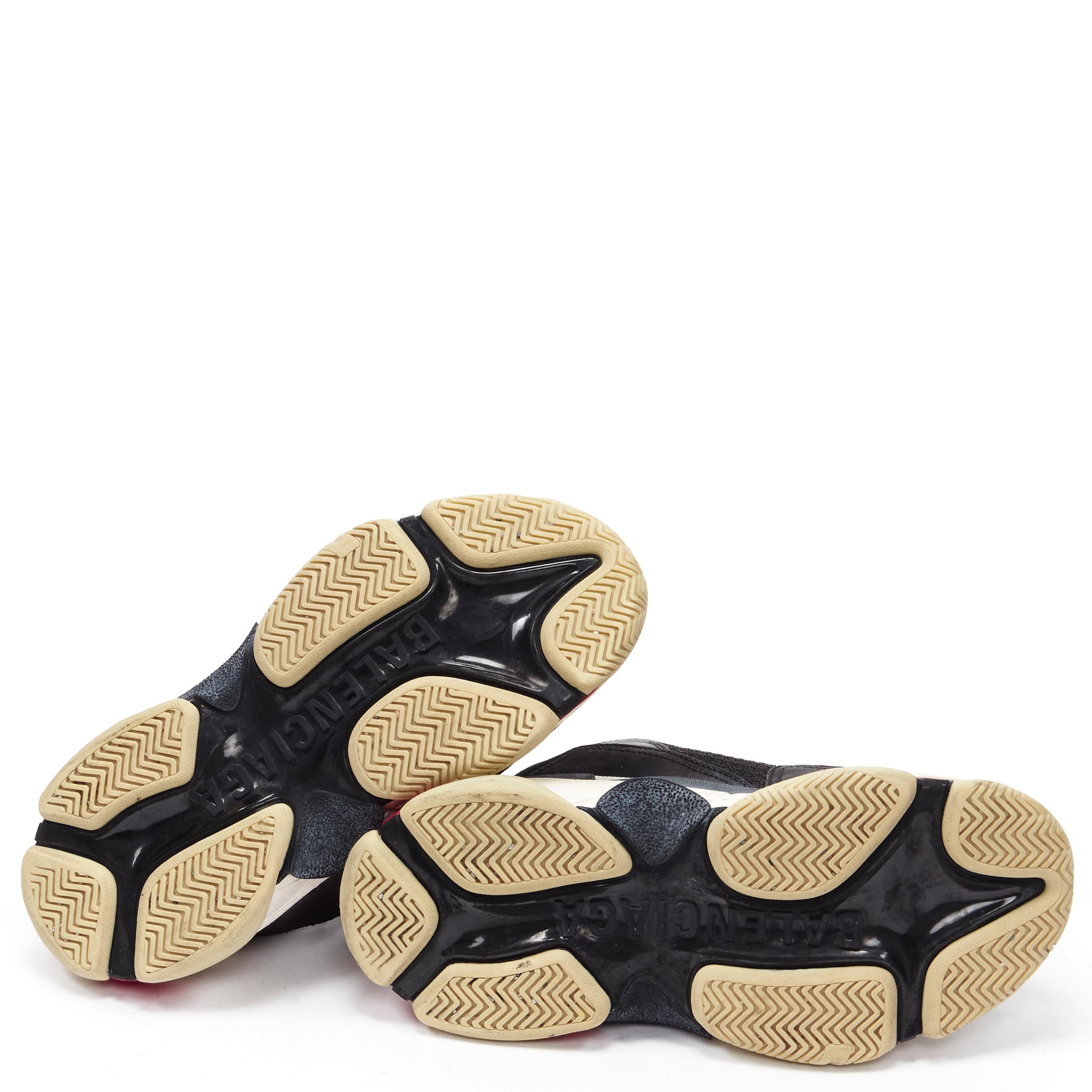 Black BALENCIAGA Triple S black mesh white red triple sole chunky sneaker EU37 For Sale