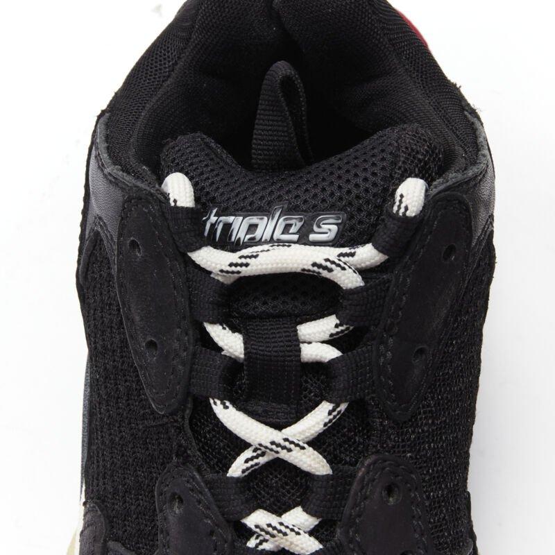 BALENCIAGA Triple S black mesh white red triple sole chunky sneaker EU37 For Sale 4