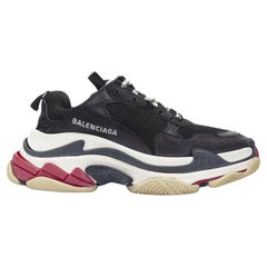 BALENCIAGA Dreifach-S-Turnschuhe aus schwarzem Netz, weiß-rot, dreireihig EU37