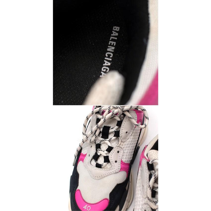  Balenciaga Triple S Black & Pink Mesh Leather Sneakers For Sale 3