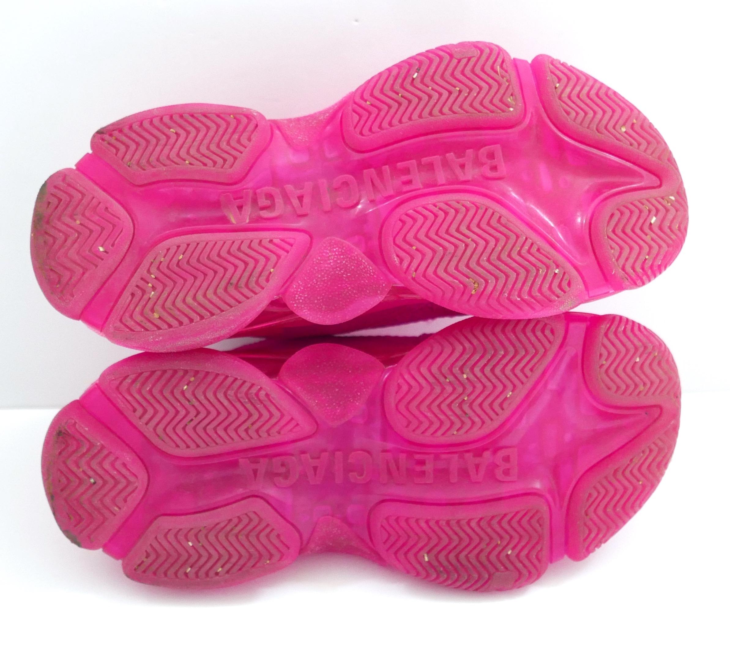 Balenciaga Triple S Clear Sole Sneakers Rosa Fucsia in vendita 2