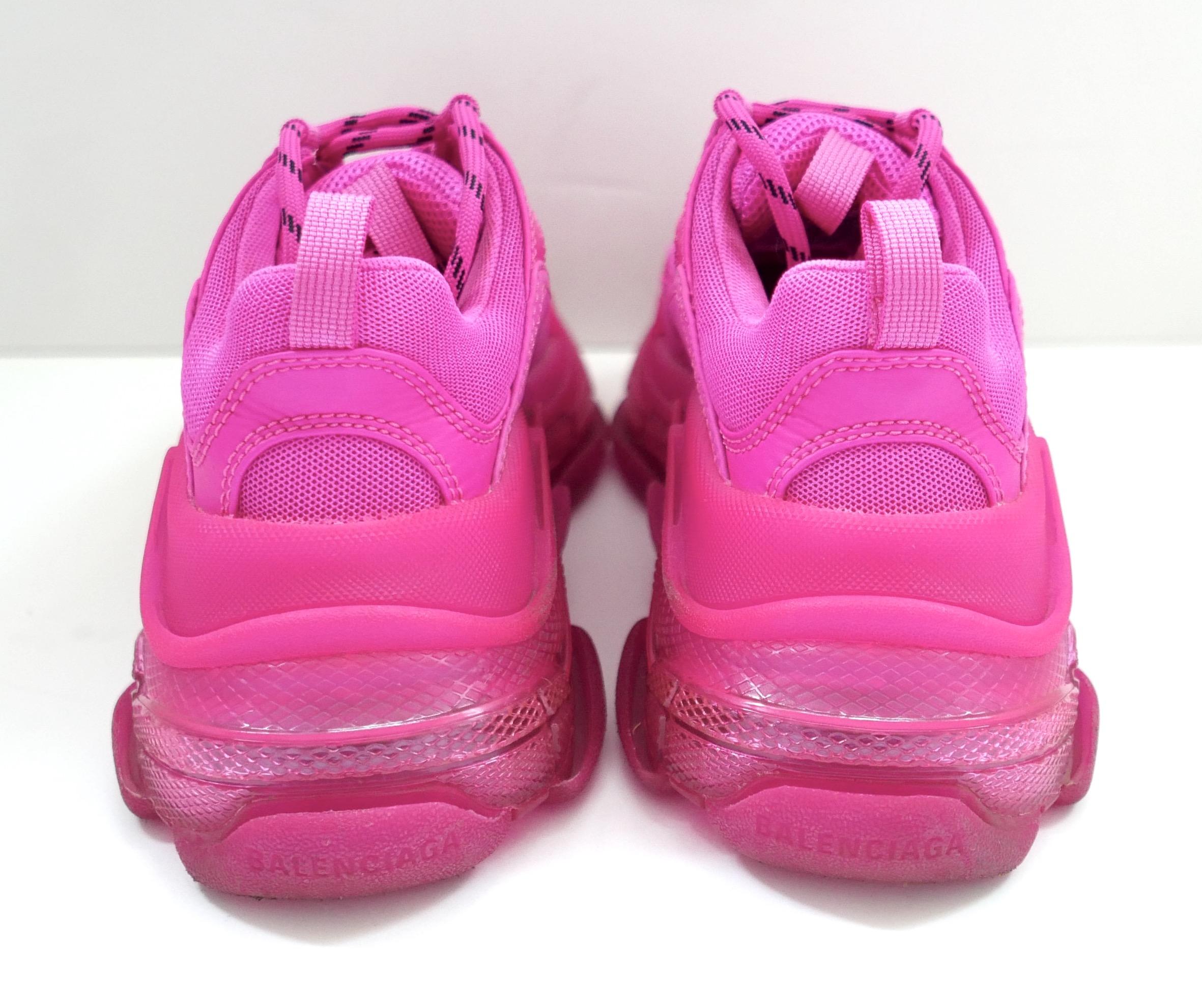 Balenciaga Triple S Clear Sole Sneakers Rosa Fucsia in vendita 1