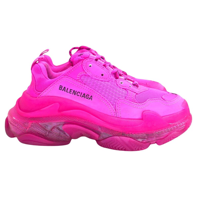 Balenciaga Triple S Clear Sole Sneakers Fuchsia Pink For  display picture 2