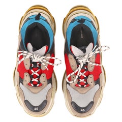 Balenciaga Triple S Leather, Nubuck & Mesh Distressed Sneakers