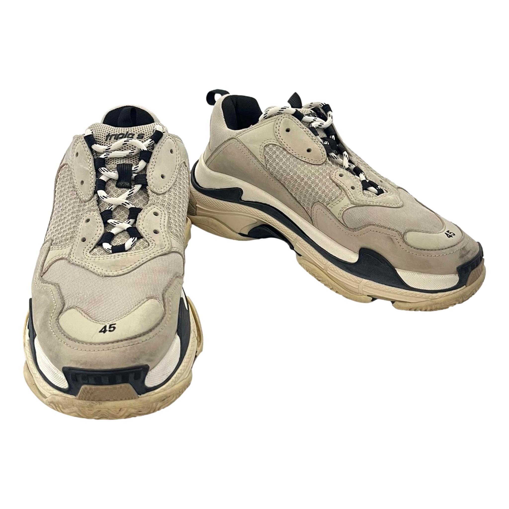 Brown Balenciaga Triple S Leather, Nubuck & Mesh Sneakers