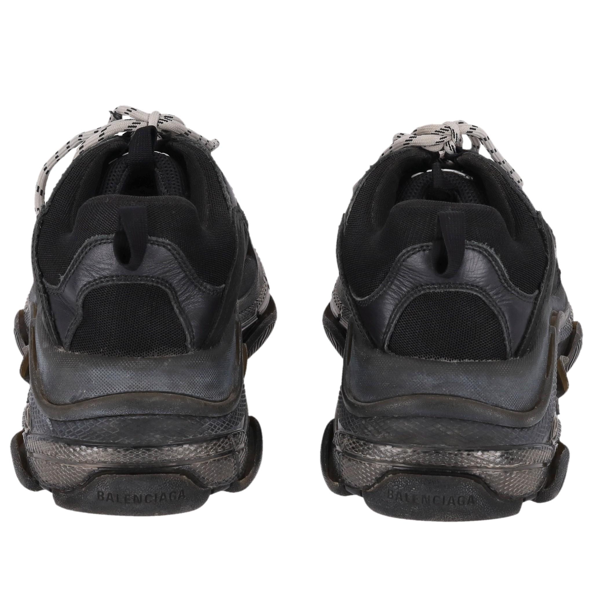 Balenciaga Triple S Leather, Nubuck & Mesh Sneakers In Good Condition In London, GB