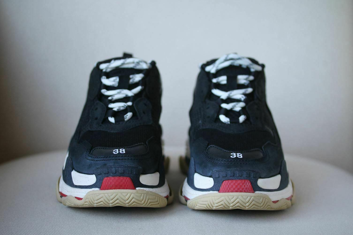 Balenciaga Triple S Logo Embroidered Leather Sneakers In New Condition In London, GB