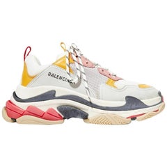 Balenciaga Triple S Logo Embroidered Leather Sneakers