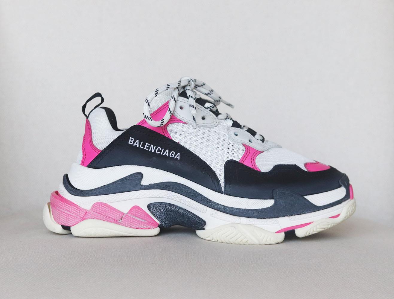 Balenciaga's coveted 'Triple S' design are the archetype of the season's 'dad sneaker' trend, so it's no surprise they're selling out so fast and this iteration is set on the signature triple-stacked sole and has panels of lightly faded leather for