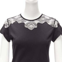 BALENCIAGA T'S 2008 black lace shoulder insert black tshirt top FR38 M