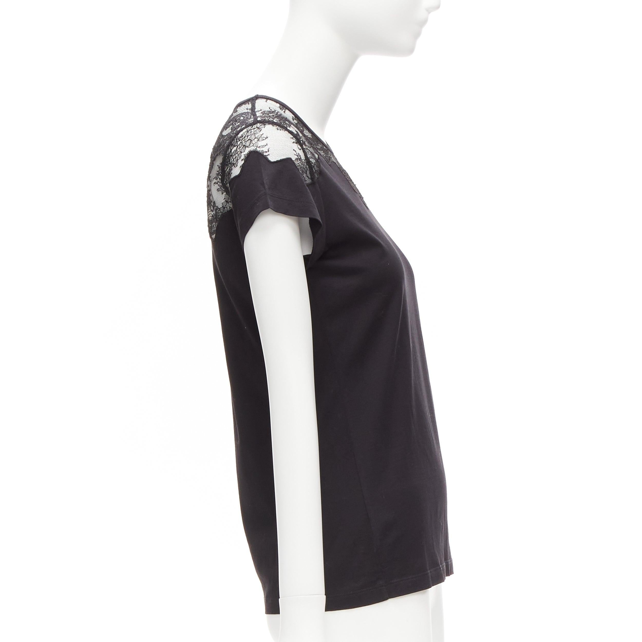 BALENCIAGA T'S 2008 black lace shoulder insert black tshirt top FR38 M In Good Condition For Sale In Hong Kong, NT