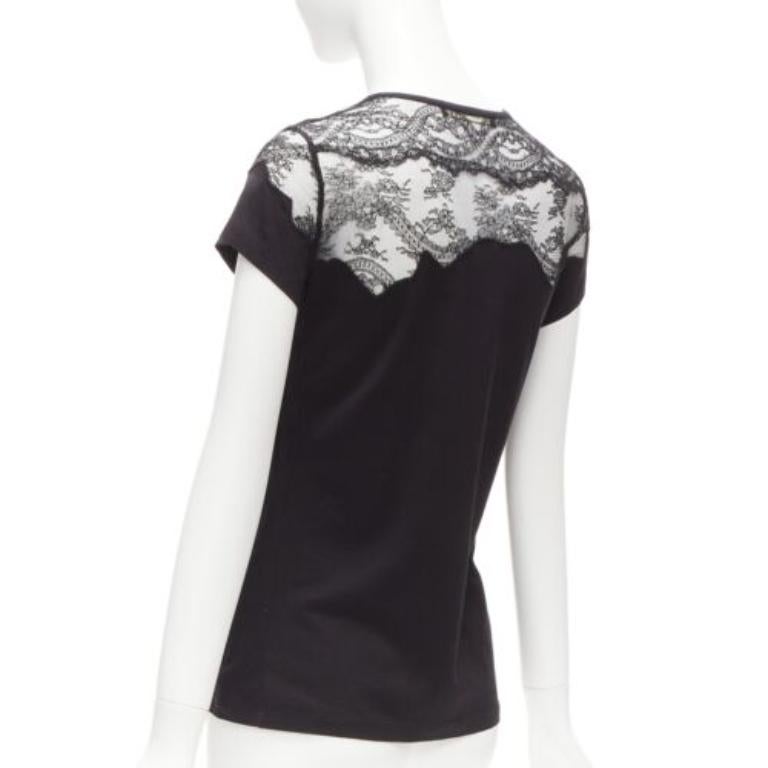 BALENCIAGA T'S 2008 top tshirt noir avec empiècement en dentelle sur l'épaule FR38 M. M. I. M. I. en vente 1