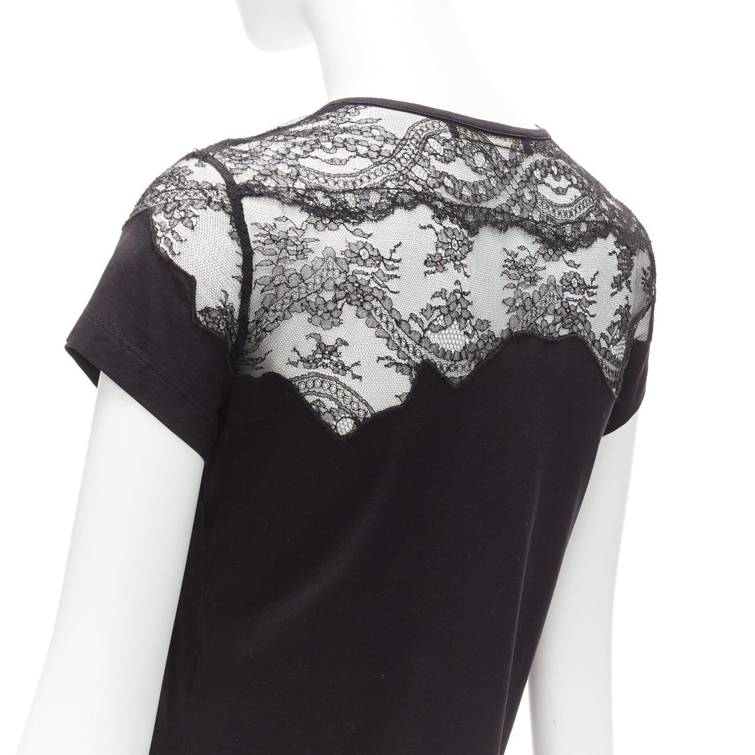 BALENCIAGA T'S 2008 black lace shoulder insert black tshirt top FR38 M For Sale 2