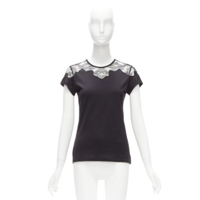 BALENCIAGA T'S 2008 top tshirt noir avec empiècement en dentelle sur l'épaule FR38 M. M. I. M. I. en vente 4