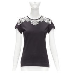 BALENCIAGA T'S 2008 black lace shoulder insert black tshirt top FR38 M